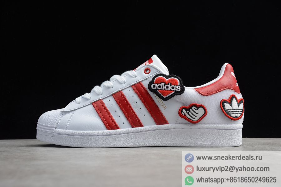 Adidas Superstar Velcro White Red FY3117 Unisex Shoes